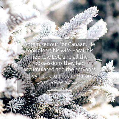 Picture 05 - Genesis 12:5 GW - Abram set out for Canaan. He took along his wife - Bible Verse Picture