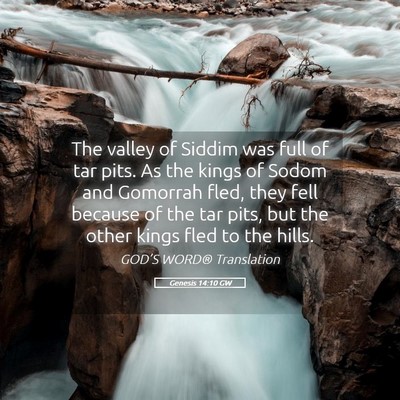 Picture 05 - Genesis 14:10 GW - The valley of Siddim was full of tar pits. As the - Bible Verse Picture