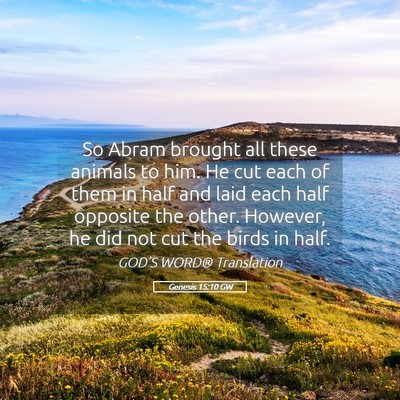 Picture 05 - Genesis 15:10 GW - So Abram brought all these animals to him. He cut - Bible Verse Picture