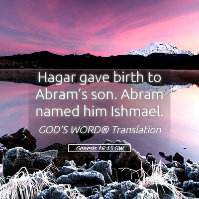 Picture 05 - Genesis 16:15 GW - Hagar gave birth to Abram’s son. Abram named - Bible Verse Picture
