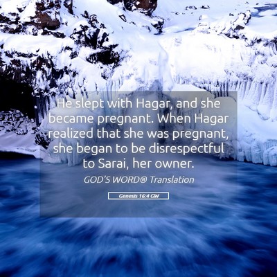 Picture 05 - Genesis 16:4 GW - He slept with Hagar, and she became pregnant. - Bible Verse Picture