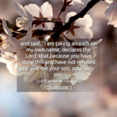 Picture 05 - Genesis 22:16 GW - and said, “I am taking an oath on my own name, - Bible Verse Picture