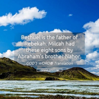 Picture 05 - Genesis 22:23 GW - Bethuel is the father of Rebekah. Milcah had - Bible Verse Picture