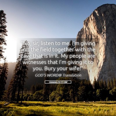 Picture 05 - Genesis 23:11 GW - “No, sir, listen to me. I’m giving you the - Bible Verse Picture