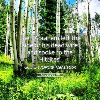 Picture 05 - Genesis 23:3 GW - Then Abraham left the side of his dead wife and - Bible Verse Picture