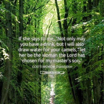 Picture 05 - Genesis 24:44 GW - If she says to me, “Not only may you have a - Bible Verse Picture