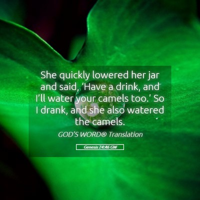 Picture 05 - Genesis 24:46 GW - She quickly lowered her jar and said, ‘Have a - Bible Verse Picture