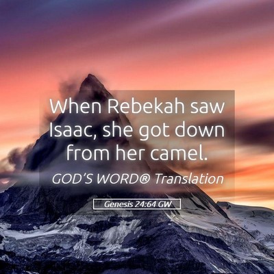 Picture 05 - Genesis 24:64 GW - When Rebekah saw Isaac, she got down from her - Bible Verse Picture