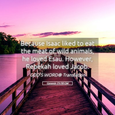 Picture 05 - Genesis 25:28 GW - Because Isaac liked to eat the meat of wild - Bible Verse Picture