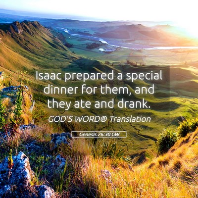 Picture 05 - Genesis 26:30 GW - Isaac prepared a special dinner for them, and - Bible Verse Picture
