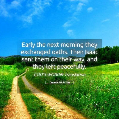 Picture 05 - Genesis 26:31 GW - Early the next morning they exchanged oaths. Then - Bible Verse Picture