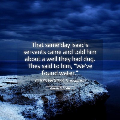 Picture 05 - Genesis 26:32 GW - That same day Isaac’s servants came and told - Bible Verse Picture
