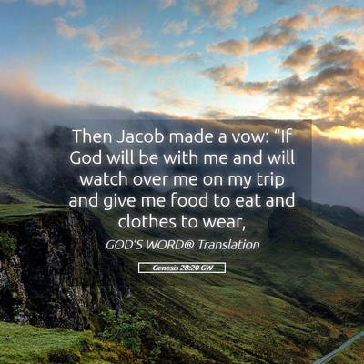 Picture 05 - Genesis 28:20 GW - Then Jacob made a vow: “If God will be with me - Bible Verse Picture