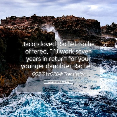 Picture 05 - Genesis 29:18 GW - Jacob loved Rachel. So he offered, “I’ll work - Bible Verse Picture