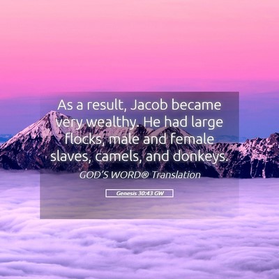 Picture 05 - Genesis 30:43 GW - As a result, Jacob became very wealthy. He had - Bible Verse Picture