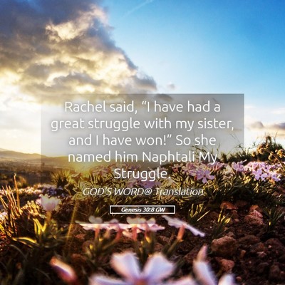 Picture 05 - Genesis 30:8 GW - Rachel said, “I have had a great struggle with - Bible Verse Picture