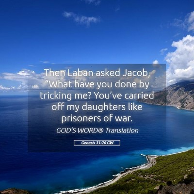 Picture 05 - Genesis 31:26 GW - Then Laban asked Jacob, “What have you done by - Bible Verse Picture