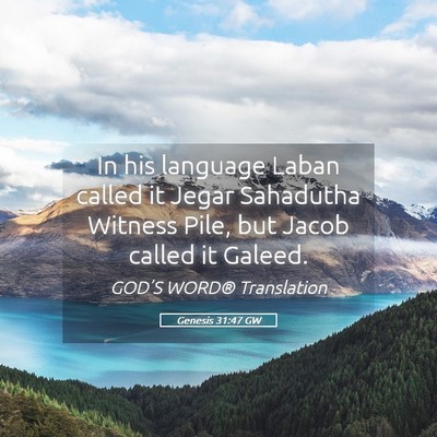 Picture 05 - Genesis 31:47 GW - In his language Laban called it Jegar Sahadutha - Bible Verse Picture