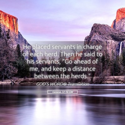 Picture 05 - Genesis 32:16 GW - He placed servants in charge of each herd. Then - Bible Verse Picture