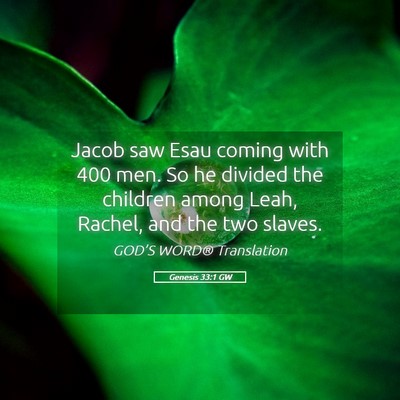 Picture 05 - Genesis 33:1 GW - Jacob saw Esau coming with 400 men. So he divided - Bible Verse Picture