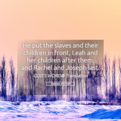 Picture 05 - Genesis 33:2 GW - He put the slaves and their children in front, - Bible Verse Picture