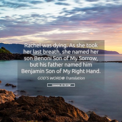Picture 05 - Genesis 35:18 GW - Rachel was dying. As she took her last breath, - Bible Verse Picture