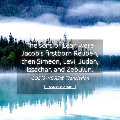Picture 05 - Genesis 35:23 GW - The sons of Leah were Jacob’s firstborn Reuben, - Bible Verse Picture
