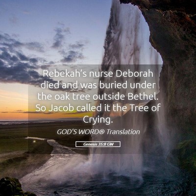 Picture 05 - Genesis 35:8 GW - Rebekah’s nurse Deborah died and was buried - Bible Verse Picture