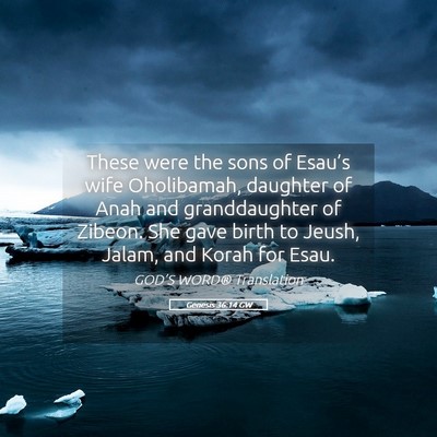 Picture 05 - Genesis 36:14 GW - These were the sons of Esau’s wife Oholibamah, - Bible Verse Picture