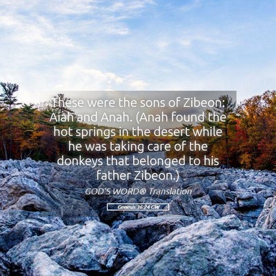 Picture 05 - Genesis 36:24 GW - These were the sons of Zibeon: Aiah and Anah. - Bible Verse Picture