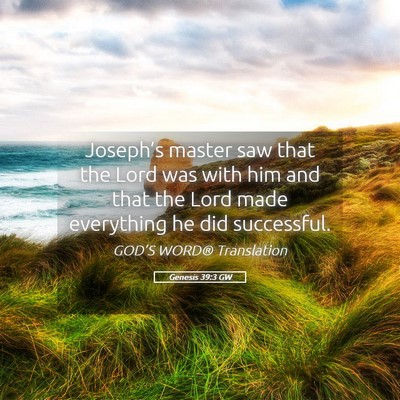 Picture 05 - Genesis 39:3 GW - Joseph’s master saw that the Lord was with him - Bible Verse Picture