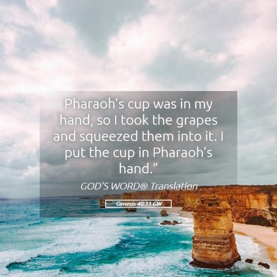 Picture 05 - Genesis 40:11 GW - Pharaoh’s cup was in my hand, so I took the - Bible Verse Picture