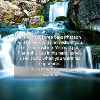 Picture 05 - Genesis 40:13 GW - In the next three days Pharaoh will release you - Bible Verse Picture