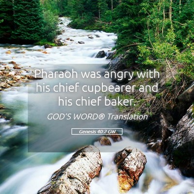 Picture 05 - Genesis 40:2 GW - Pharaoh was angry with his chief cupbearer and - Bible Verse Picture
