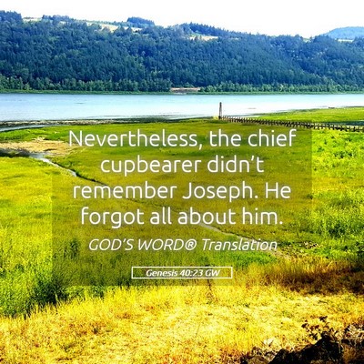 Picture 05 - Genesis 40:23 GW - Nevertheless, the chief cupbearer didn’t - Bible Verse Picture