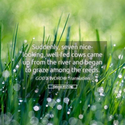 Picture 05 - Genesis 41:2 GW - Suddenly, seven nice-looking, well-fed cows came - Bible Verse Picture