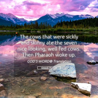 Picture 05 - Genesis 41:4 GW - The cows that were sickly and skinny ate the - Bible Verse Picture