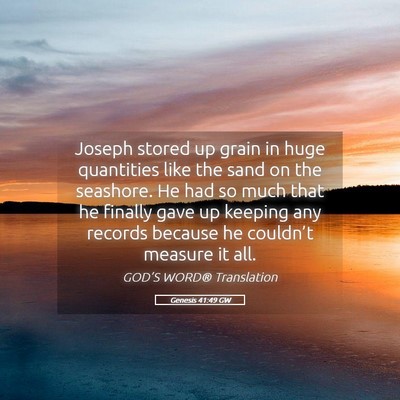 Picture 05 - Genesis 41:49 GW - Joseph stored up grain in huge quantities like - Bible Verse Picture