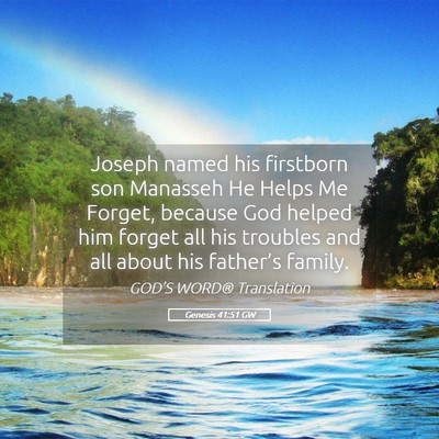 Picture 05 - Genesis 41:51 GW - Joseph named his firstborn son Manasseh He Helps - Bible Verse Picture