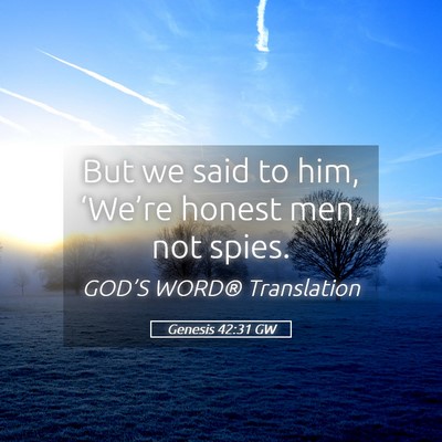 Picture 05 - Genesis 42:31 GW - But we said to him, ‘We’re honest men, not - Bible Verse Picture