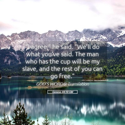 Picture 05 - Genesis 44:10 GW - “I agree,” he said. “We’ll do what - Bible Verse Picture