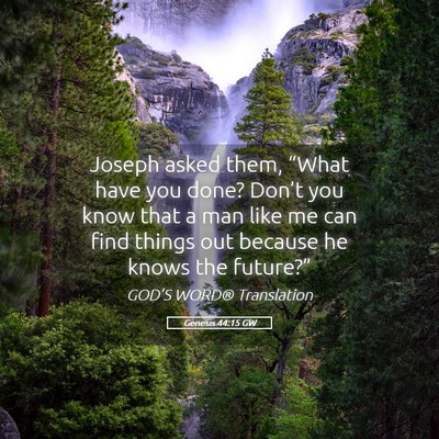 Picture 05 - Genesis 44:15 GW - Joseph asked them, “What have you done? Don’t - Bible Verse Picture