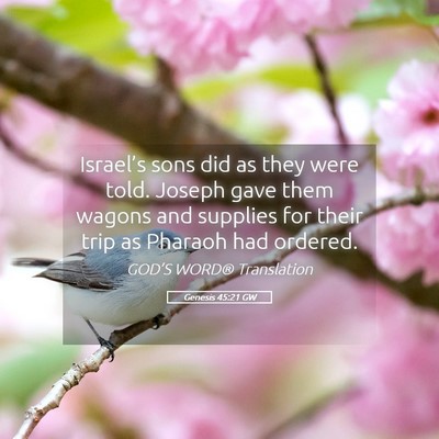 Picture 05 - Genesis 45:21 GW - Israel’s sons did as they were told. Joseph - Bible Verse Picture