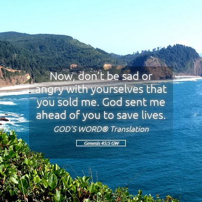 Picture 05 - Genesis 45:5 GW - Now, don’t be sad or angry with yourselves that - Bible Verse Picture