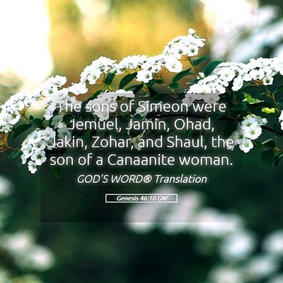 Picture 05 - Genesis 46:10 GW - The sons of Simeon were Jemuel, Jamin, Ohad, - Bible Verse Picture