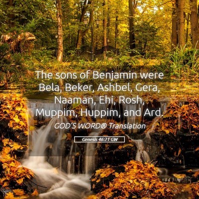 Picture 05 - Genesis 46:21 GW - The sons of Benjamin were Bela, Beker, Ashbel, - Bible Verse Picture