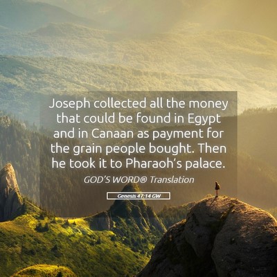 Picture 05 - Genesis 47:14 GW - Joseph collected all the money that could be - Bible Verse Picture