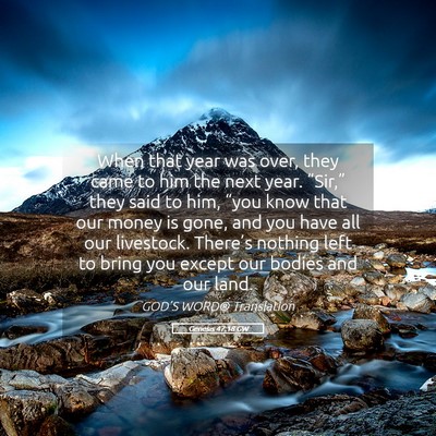 Picture 05 - Genesis 47:18 GW - When that year was over, they came to him the - Bible Verse Picture