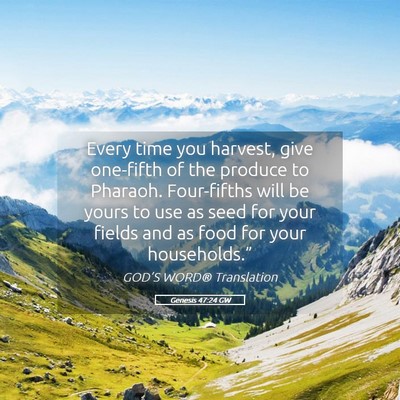 Picture 05 - Genesis 47:24 GW - Every time you harvest, give one-fifth of the - Bible Verse Picture