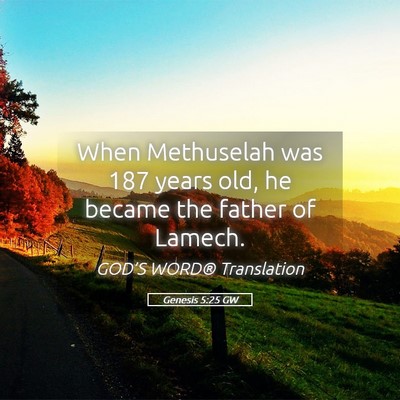 Picture 05 - Genesis 5:25 GW - When Methuselah was 187 years old, he became the - Bible Verse Picture